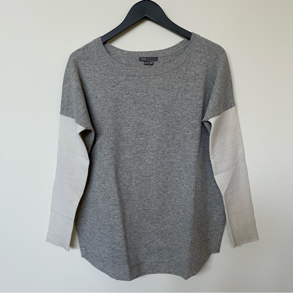VINCE COLOURBLOCK LONG SLEEVE TOP on Gray/White